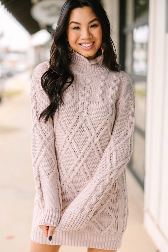 Get Creative Blush Pink Cable Knit Sweater Dress | The Mint Julep Boutique