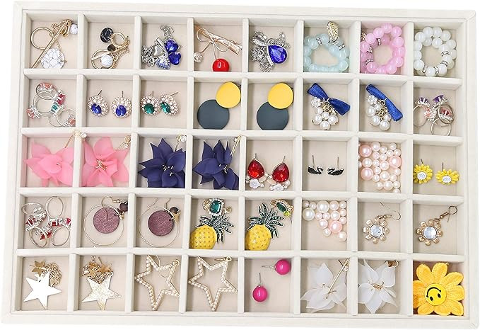 Stratalife Velvet Stackable 40 Grid Jewelry Tray Display Removable for Jewelry Organizer Storage ... | Amazon (US)