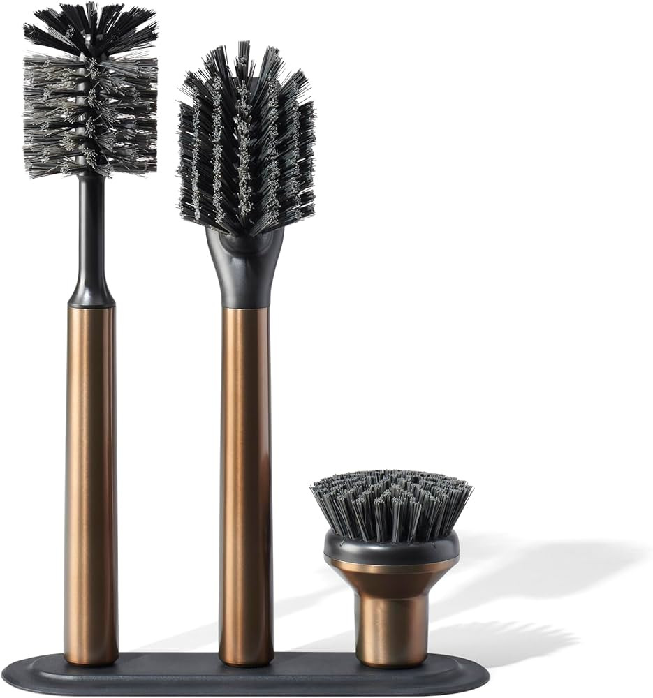 Ionic Brush Set, Magnetized to Stand Upright, Stainless Steel with Replaceable Heads, Bronze | Amazon (US)