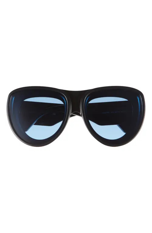 Loewe Signature Pilot Sunglasses in Shiny Black /Blue at Nordstrom | Nordstrom