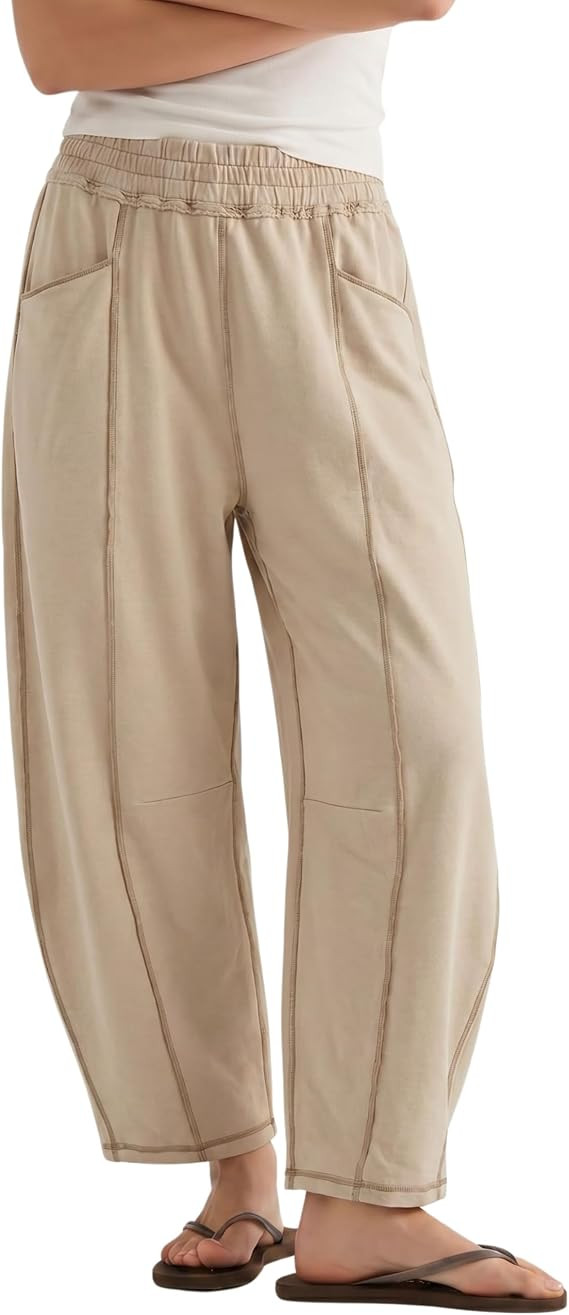 Athlisan Womens Baggy Barrel Sweatpants Wide Leg Lounge High Waisted Pants Palazzo Trousers with ... | Amazon (US)