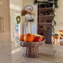 Round Willow Basket Pedestal Riser | Antique Farm House