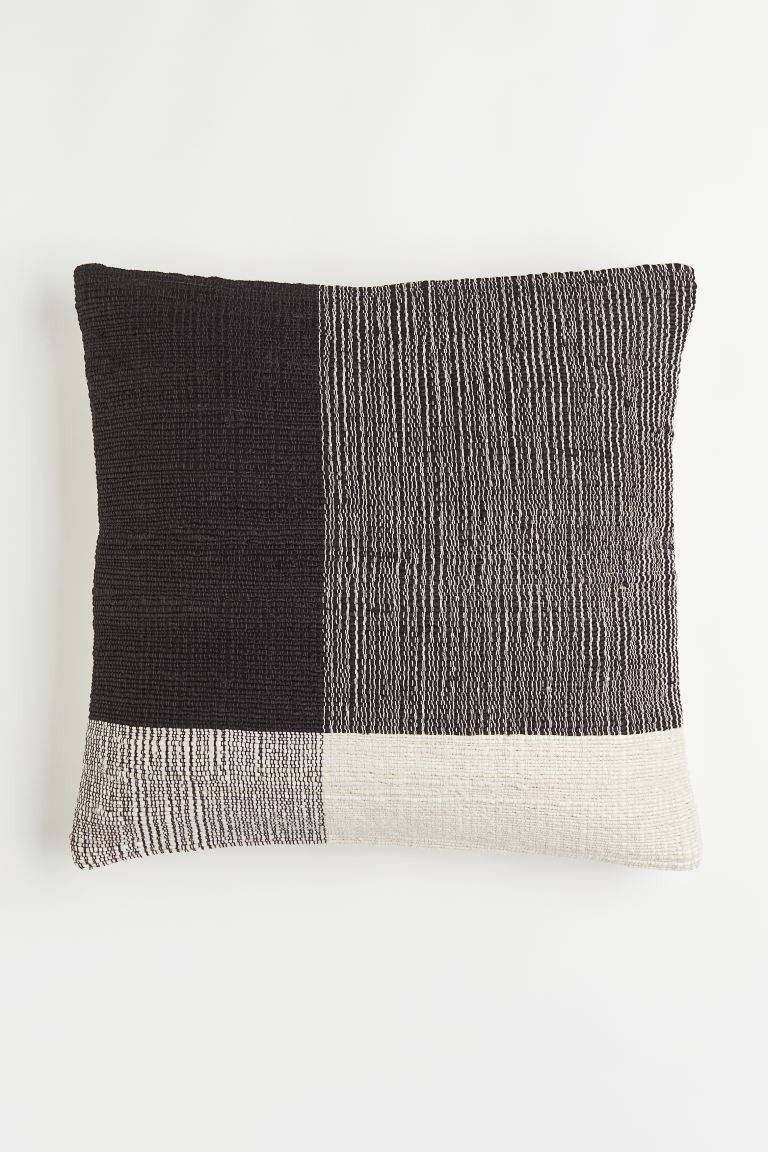 Color-block cushion cover in a woven jute and cotton blend. Concealed zipper at one side.Weight54... | H&M (US + CA)