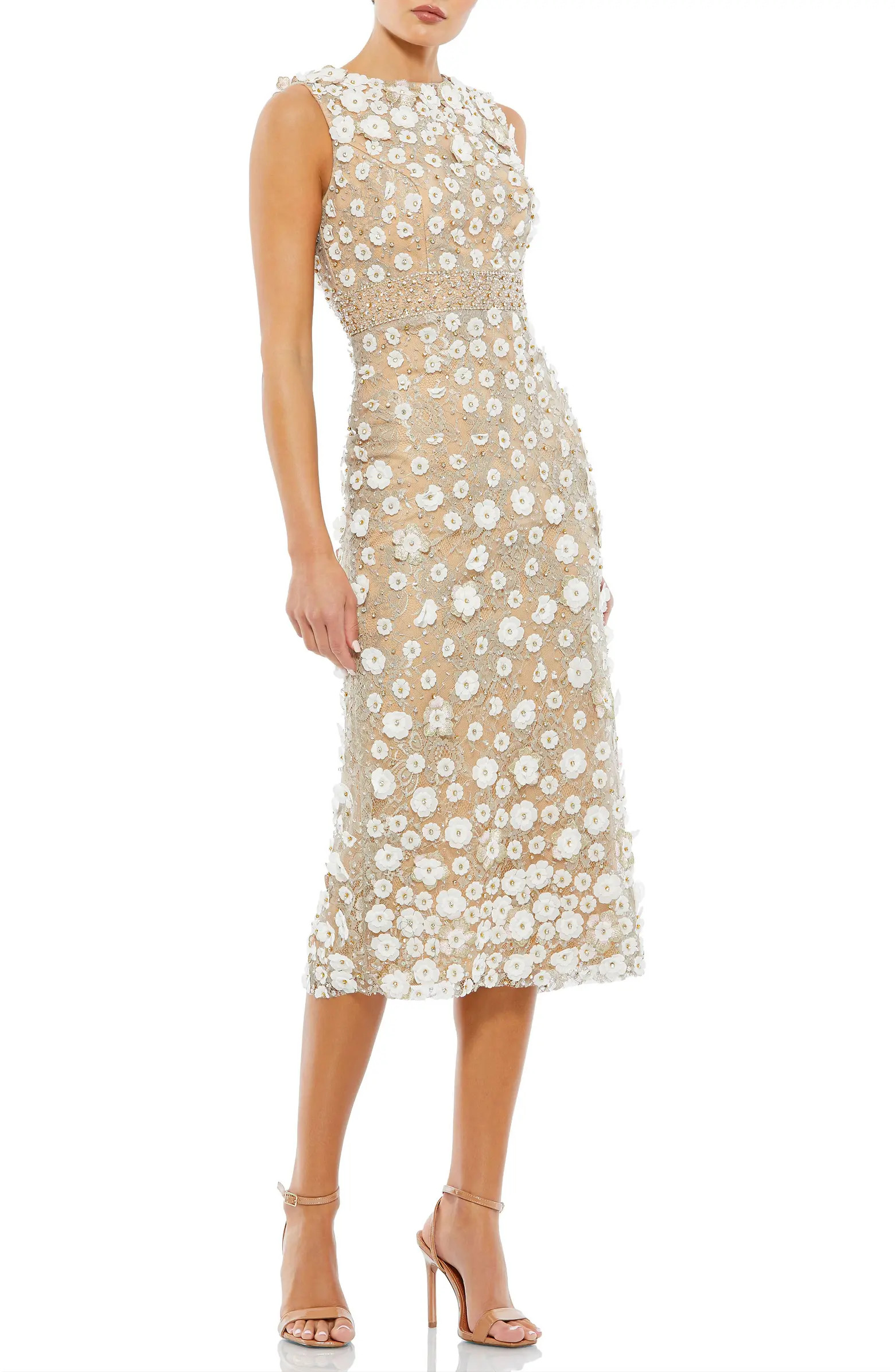 Floral Applique Sleeveless Midi Dress | Nordstrom