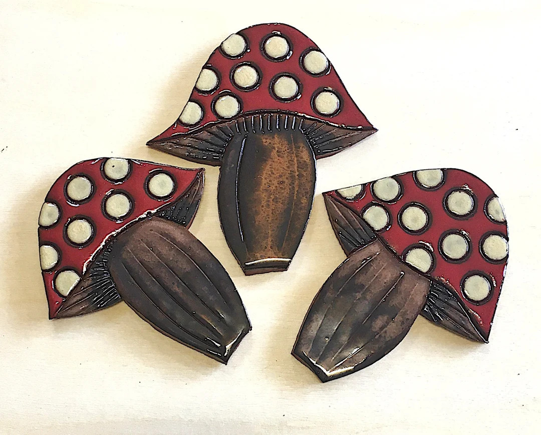 Mushroom Ceramic Tile SET, Mosaic tiles, Ceramic Tiles, Hand Painted Tiles, Mosaic Pieces, Garden... | Etsy (US)