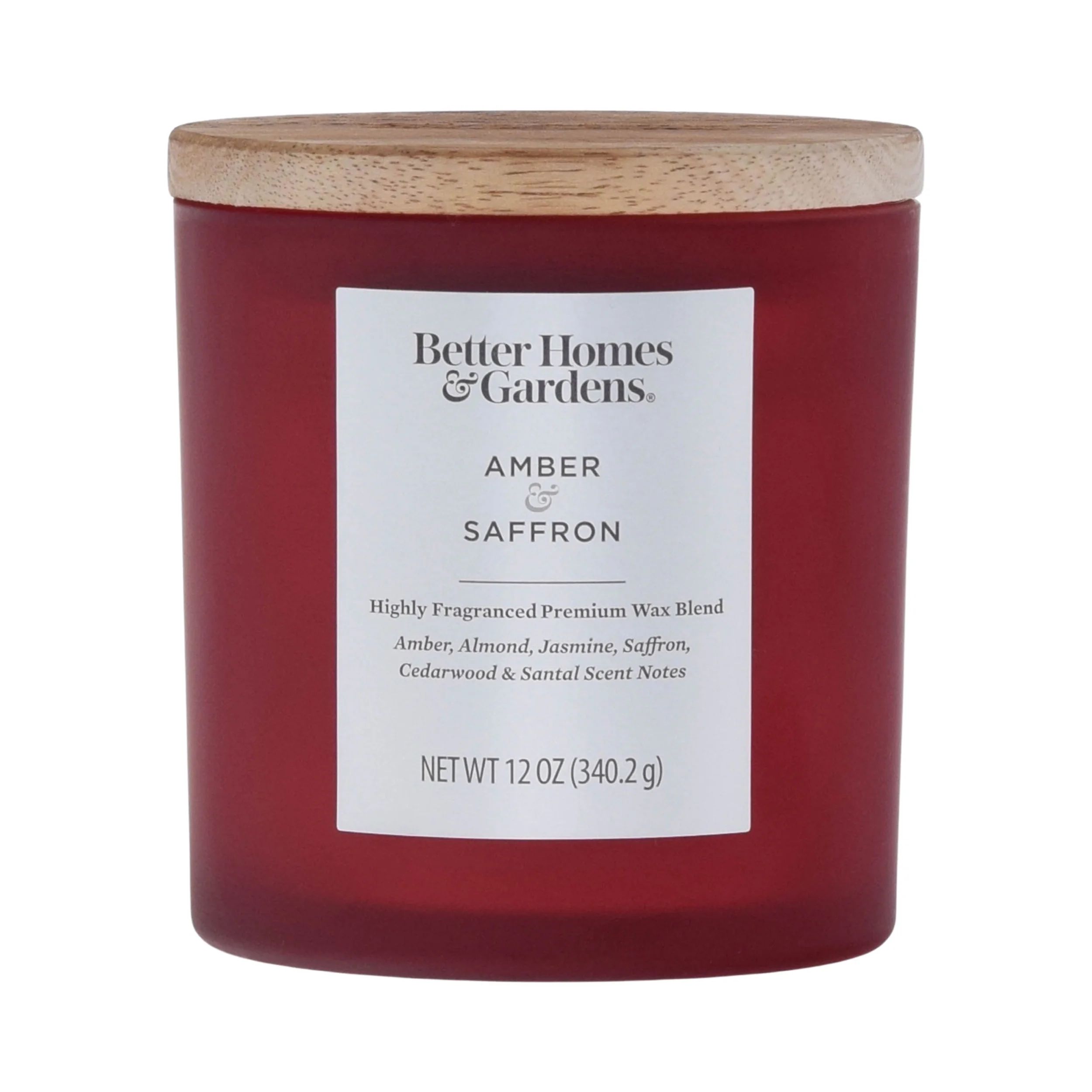 Better Homes & Gardens 12oz Amber & Saffron Scented 2-Wick Frosted Jar Candle | Walmart (US)