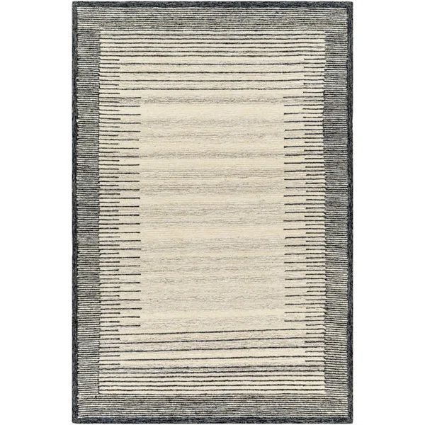 Uptown Handmade Wool Black/Beige Rug | Wayfair North America