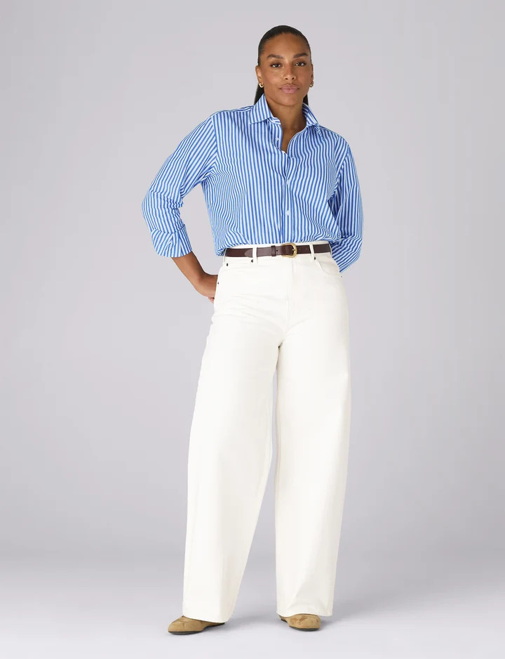 Fawcett Jeans: Wide Leg - High Waist, Off-White | With Nothing Underneath