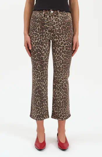 Shy Leopard Print Kick Flare Jeans | Nordstrom