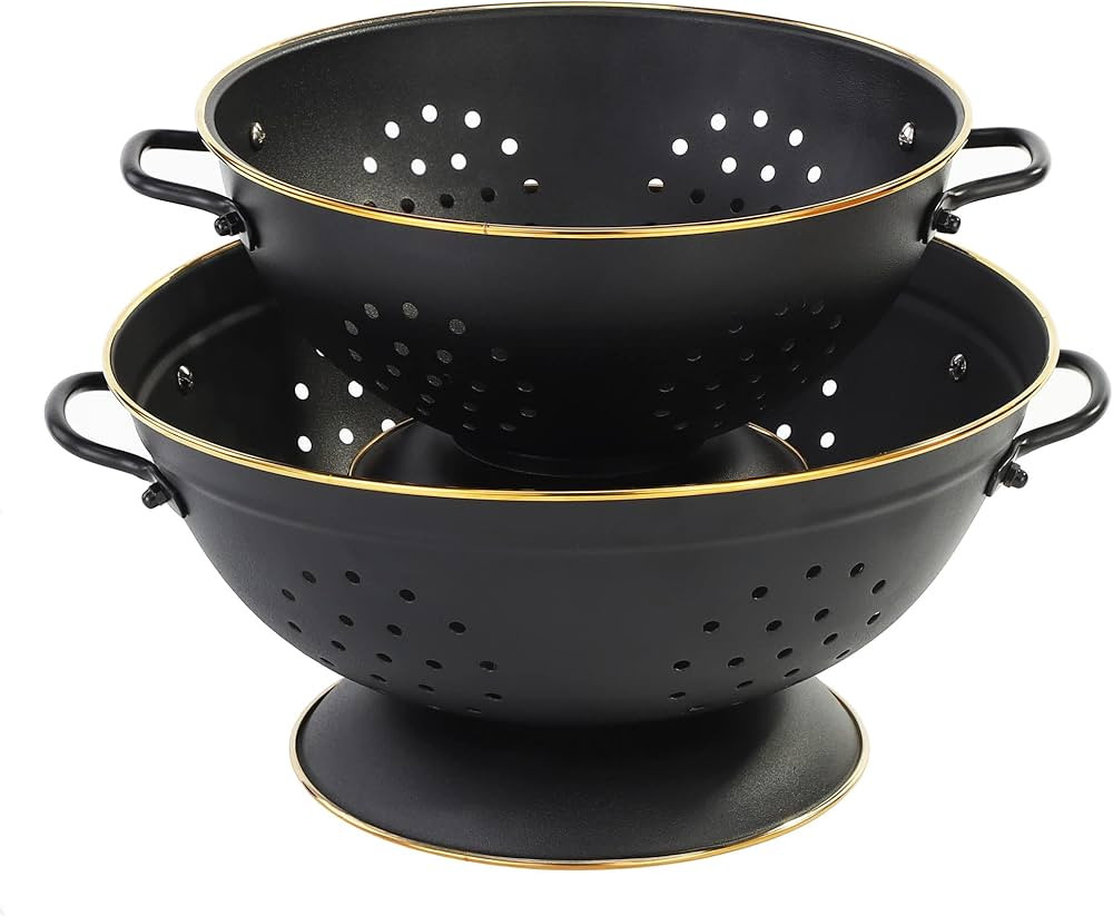 Metal Colander Set of 2, Strainer Basket with Handles perfect for Spaghetti, Pasta, Berry, Vegeta... | Amazon (US)