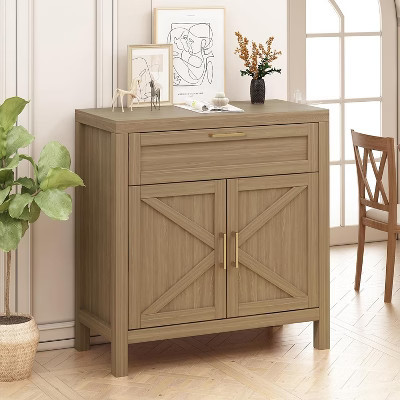Brown Overflow Buffet Cabinet Sideboard with Storage, 34.3' Modern Buffet Cabinet with Storage, Credenza Buffet Table with 2 Doors and Adjustable She | Target