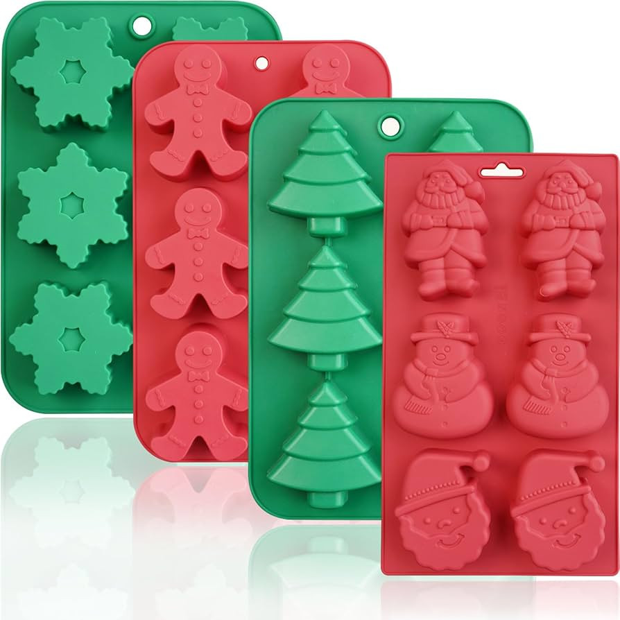 HKNMTT Christmas Silicone Soap Molds, 4 PCS Large Size Xmas Soap Cake Mold Set, 3D Tree Snowflake... | Amazon (US)