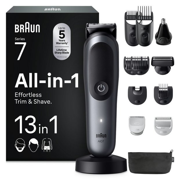 Braun AIO7560 13in1 Beard & Hair Clipper Multi-Grooming Kit | argos.co.uk