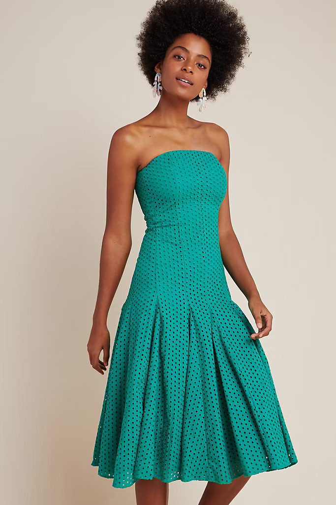 Lelia Eyelet Midi Dress | Anthropologie (US)