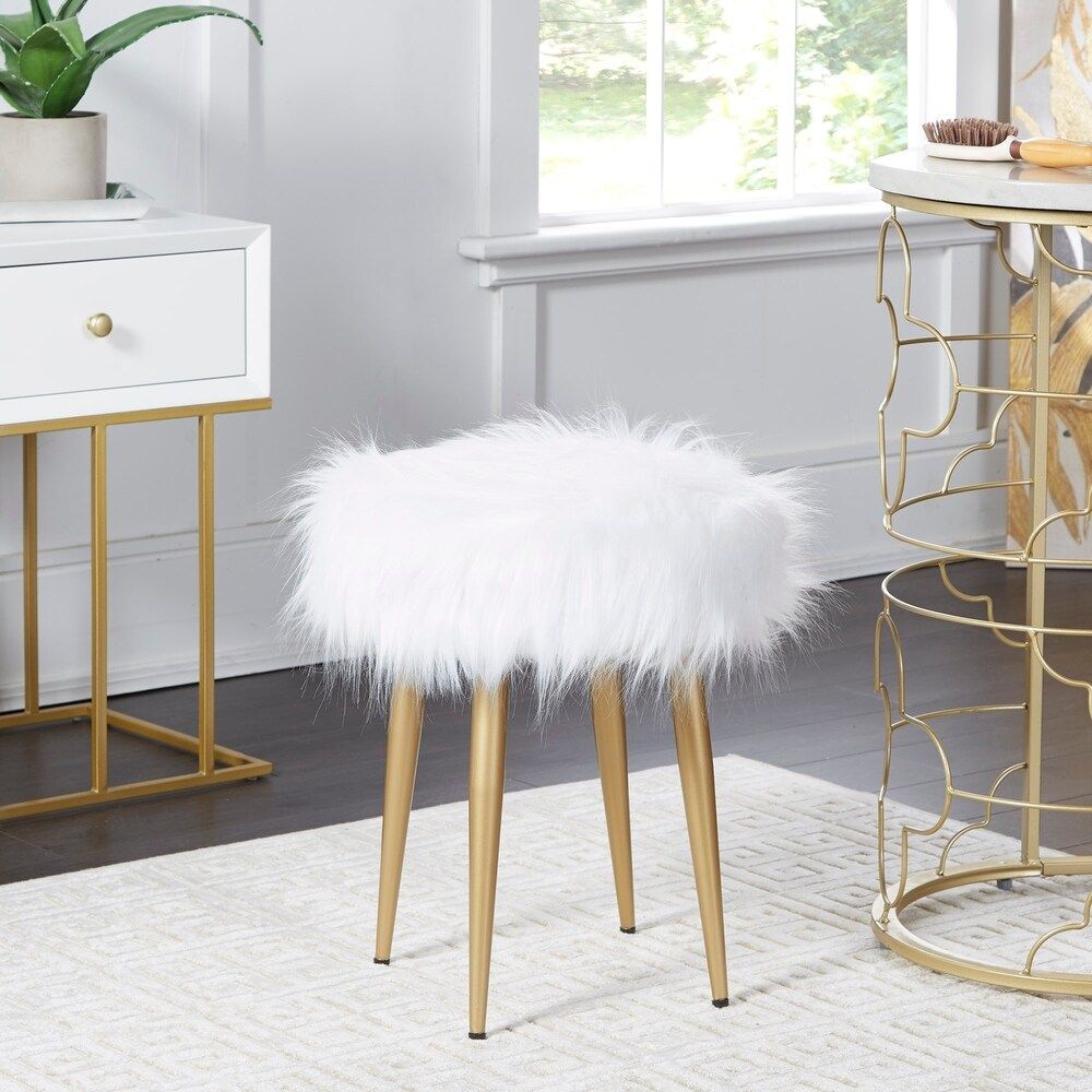 Marilyn Round Faux Fur Stool | Bed Bath & Beyond