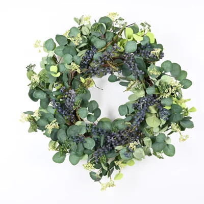 24" Spring Eucalyptus Berry Front Door Wreath | Wayfair North America