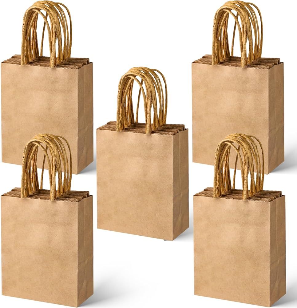 SPERPAND 30Pcs Mini Kraft Paper Bags - 6.5" Small Brown Paper Bags for Birthday, Baby Shower, Chr... | Amazon (US)