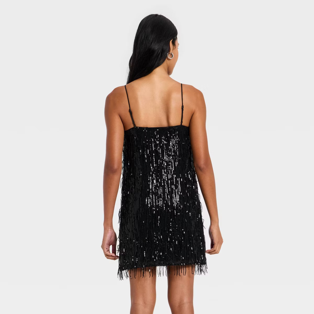 Women's Fringe Mini Shift Dress - A New Day™ Black | Target