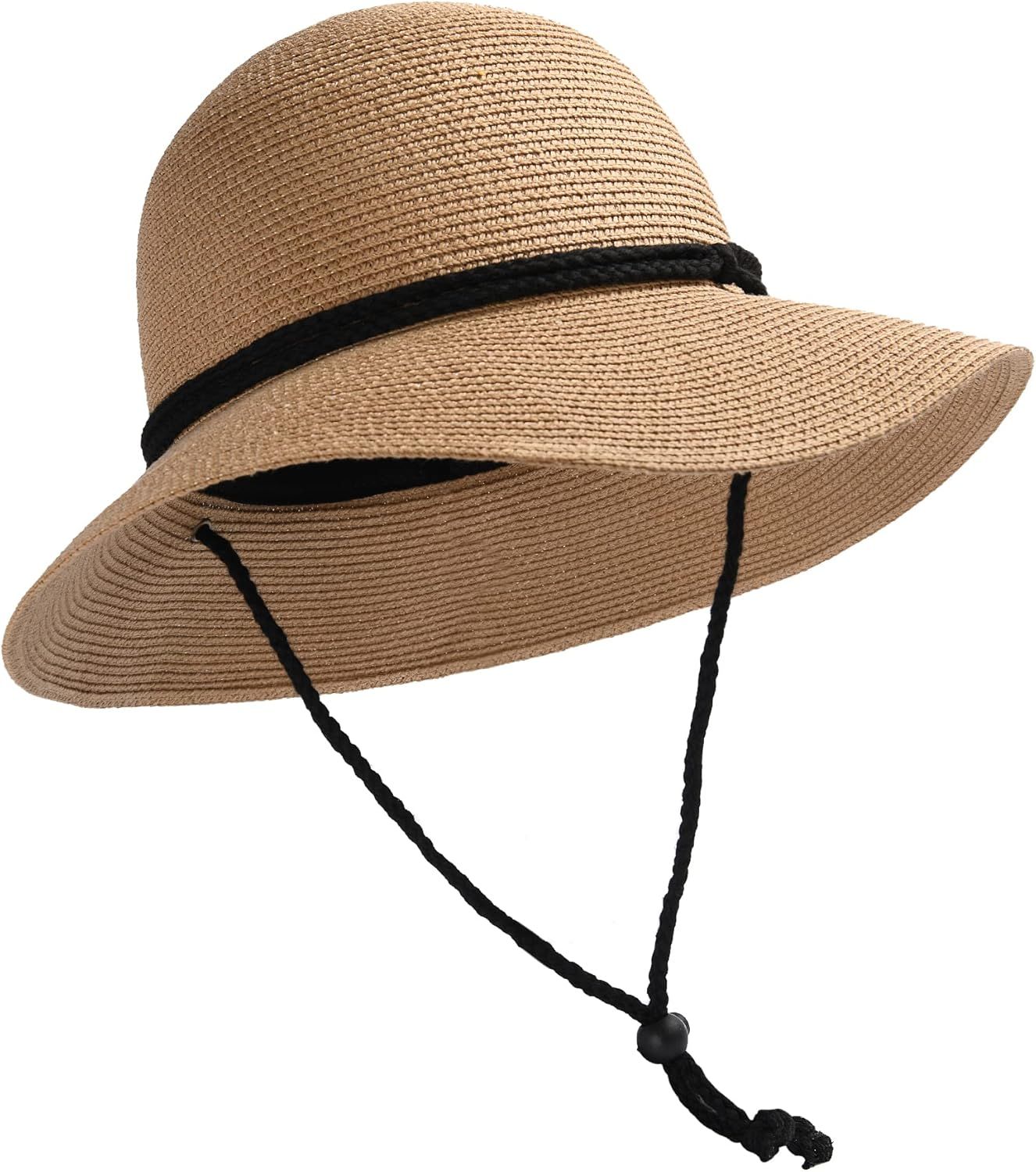 FURTALK Womens Wide Brim Sun Hat with Wind Lanyard UPF Summer Straw Sun Hats for Women | Amazon (US)