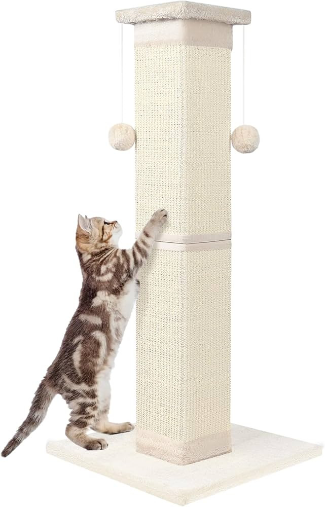 Cat Scratching Post 33 Inch Nature Sisal Cat Scratch Post for Indoor Cats, Large Cat Scratcher Pr... | Amazon (US)