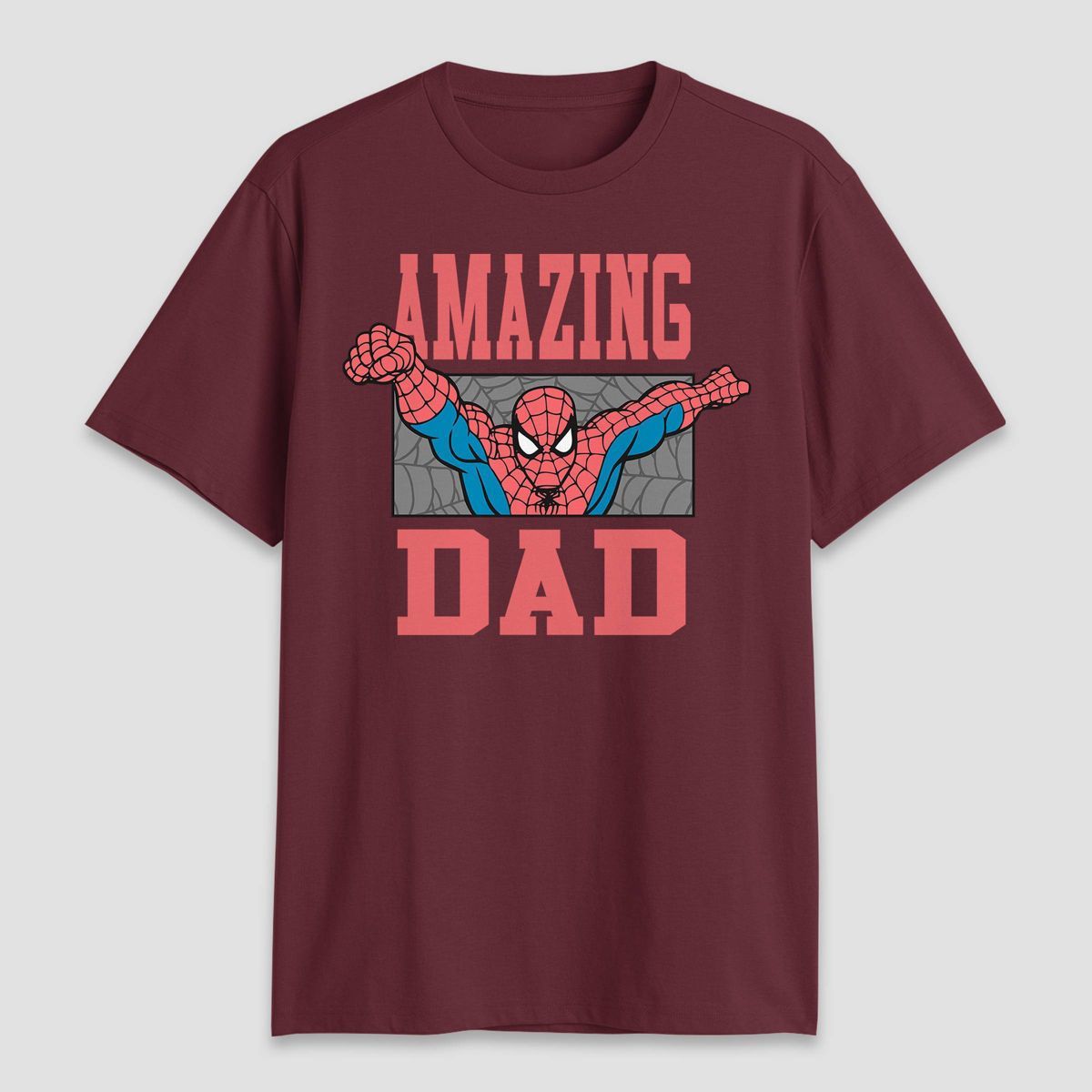 Men's Marvel Spider-Man Amazing Dad Short Sleeve Graphic T-Shirt - Maroon | Target