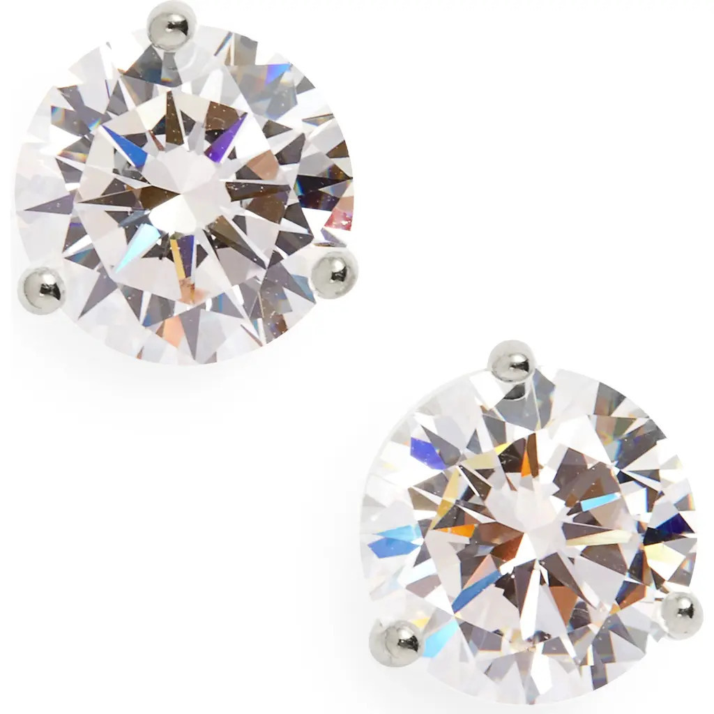 Nordstrom Cubic Zirconia Stud Earrings - 3ct. in Platinum at Nordstrom | Nordstrom