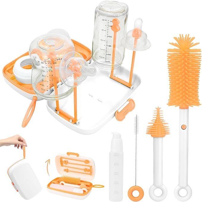 Baby Bottle Brush, 7 in 1 Travel Baby Bottle Cleaning Kit with Retractable Silicone Bottle Brush,... | Amazon (US)