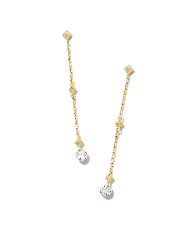 Floating Lab Grown White Diamond Linear Earrings in 14k Yellow Gold | Kendra Scott | Kendra Scott