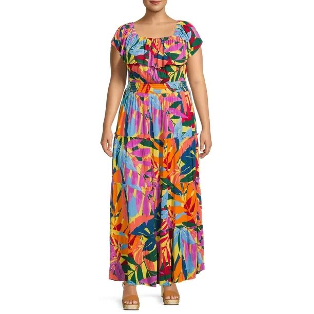 Terra & Sky Women's Plus Size Off-The-Shoulder Maxi Dress | Walmart (US)