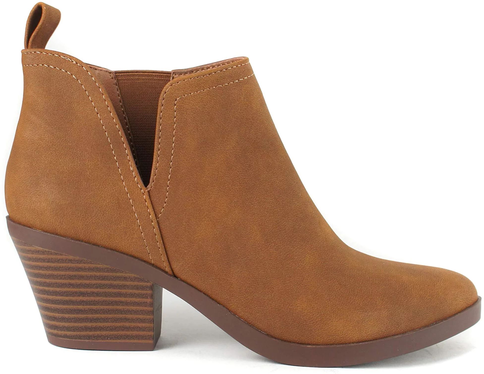 Soda Women Ankle Boots Slip On Booties V Cut Shaft Pointed Toe ARMORY-S Tan Brown 6 - Walmart.com | Walmart (US)