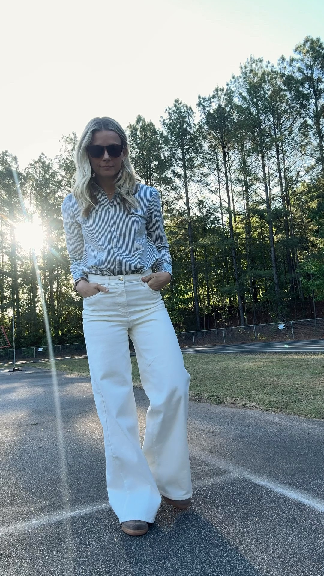 Love this classy but comfy outfit! These viral Target pants are sooo good and make your legs look so long! But make sure to go up 1-2 sizes in the pants. I got a 6 and I’m normally a 4. I’m in a small in the Oxford shirt which is on major sale right now! And these brown Sambas are everything (order a whole size down).

#LTKootd #LTKgrwm #LTKSaleAlert
