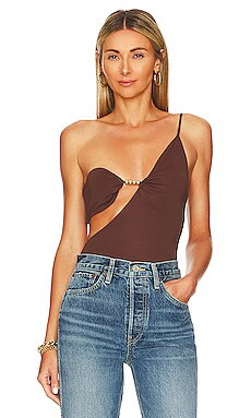 Camila Coelho Tina Bodysuit in Chocolate Brown from Revolve.com | Revolve Clothing (Global)