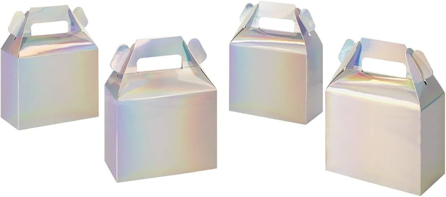 Andaz Press Iridescent Gable Party Favor Boxes, 4.75 inch, 36 Pack Set, Modern Holographic Silver... | Amazon (US)