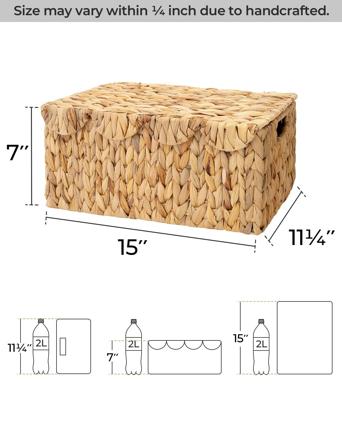 StorageWorks Wicker Basket with Scalloped Edge Lid, Water Hyacinth Basket with Built-in Handles, ... | Amazon (US)