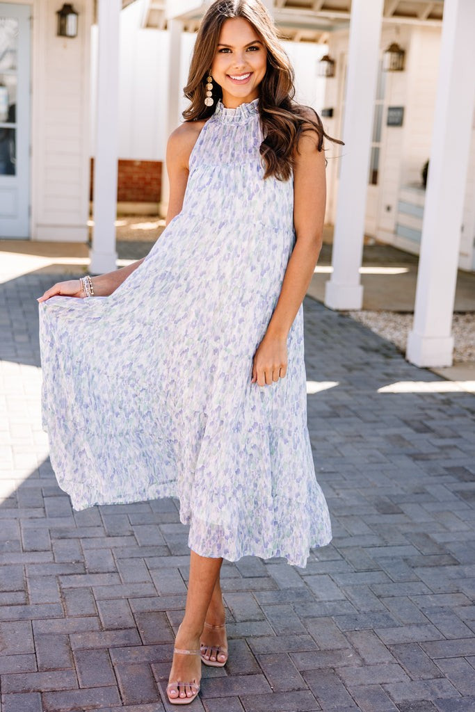 Living In The Moment Blue Abstract Midi Dress | The Mint Julep Boutique