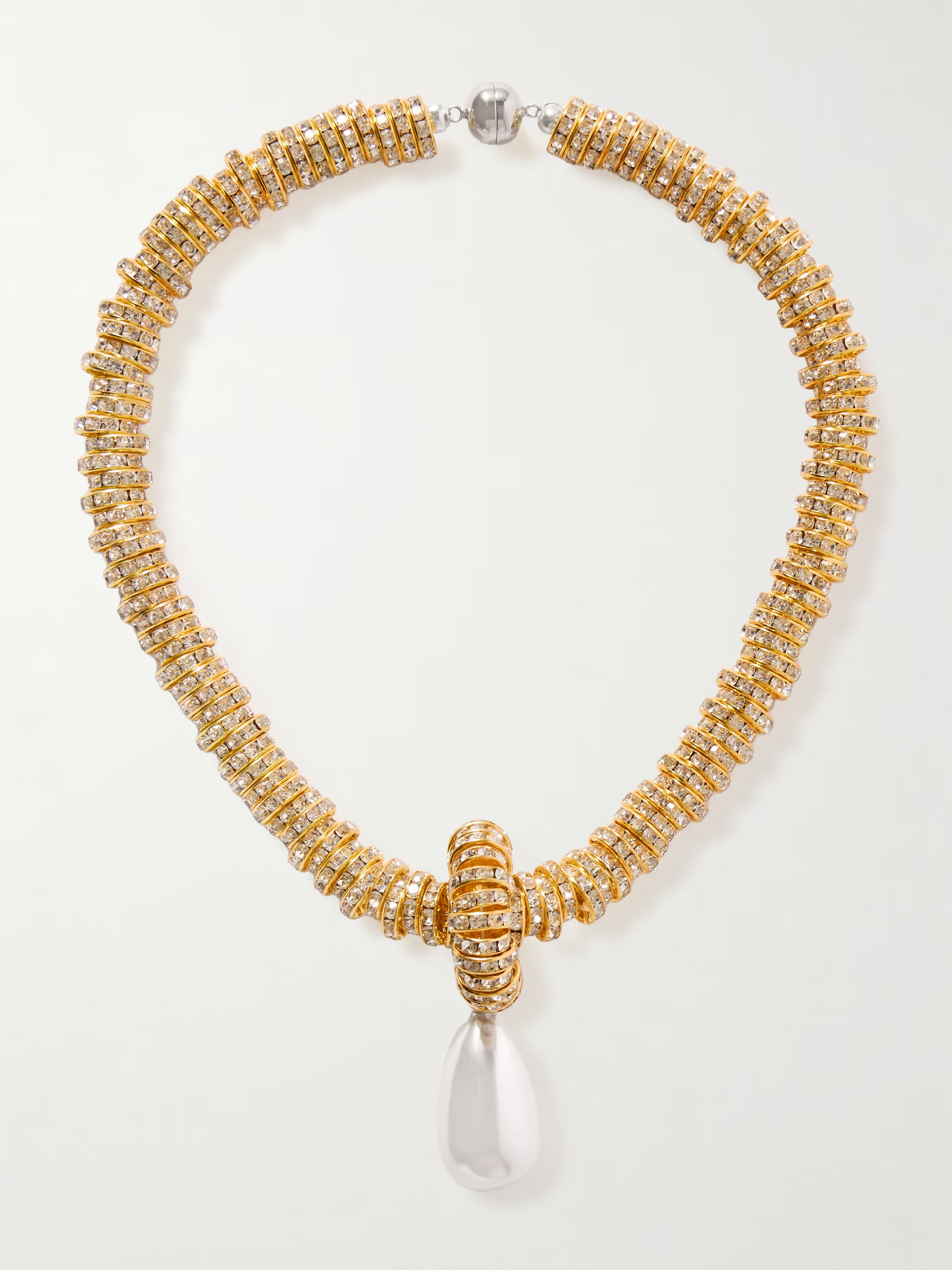 Gold-tone faux pearl and Swarovski crystal necklace | NET-A-PORTER (US)