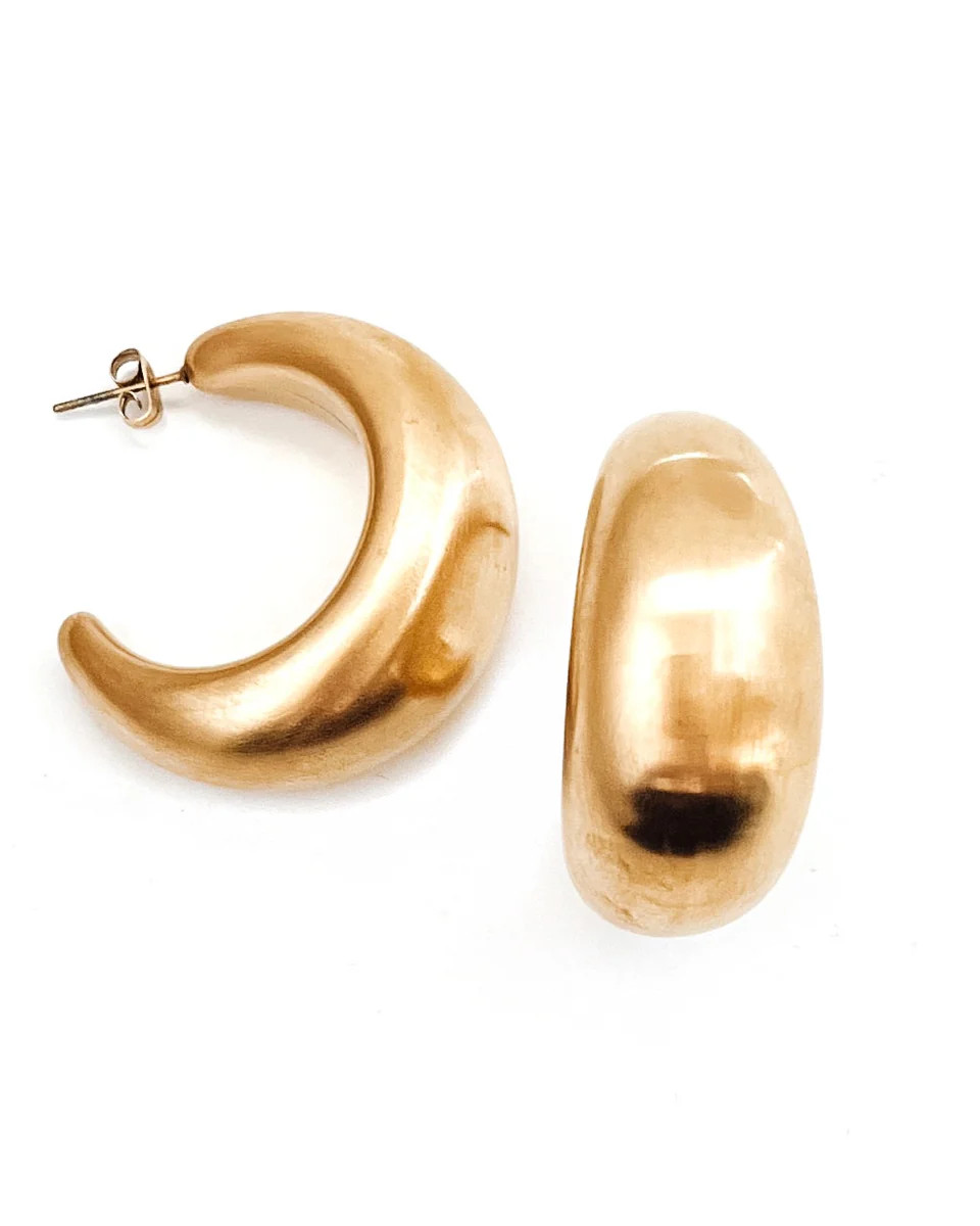 Enoch Chic Chunky Matte Gold Hoop Earrings - Beljoy Jewelry | BÉLJOY