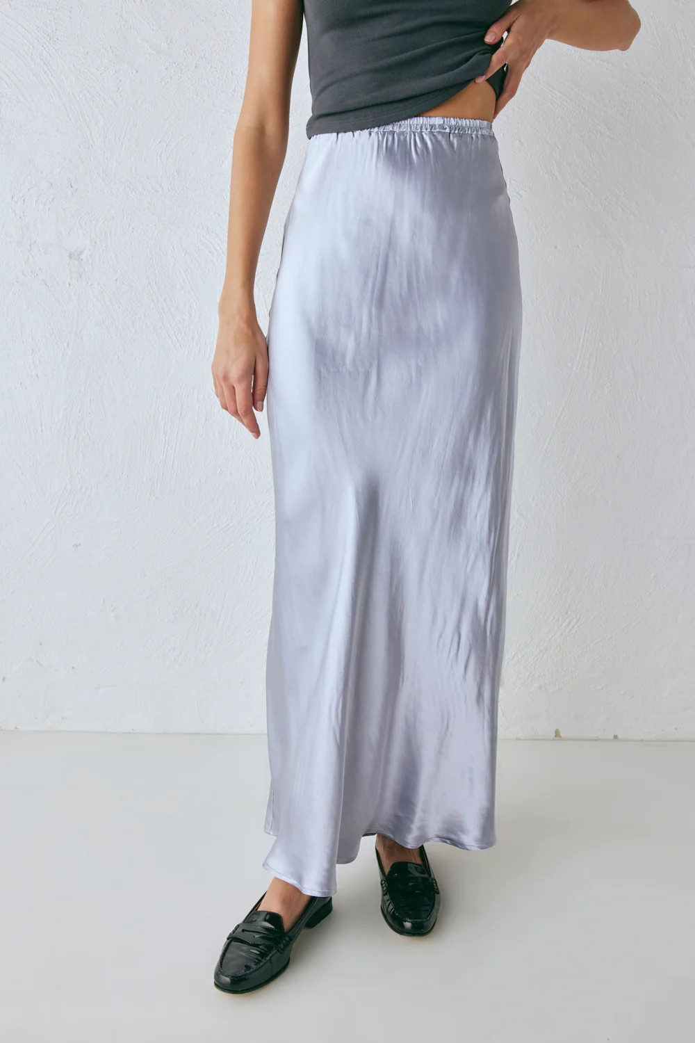 Florence Bias Cut Maxi Skirt Pearl | VRG Grl