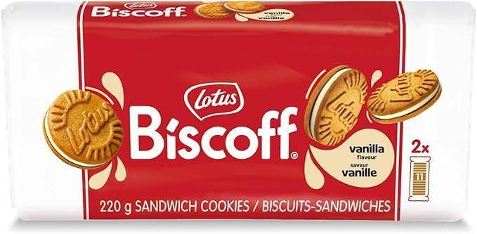 Lotus Biscoff - Caramelized Sandwich Cookies - Vanilla Flavoured Cream Filling - 220g - Pack of 1 | Amazon (CA)