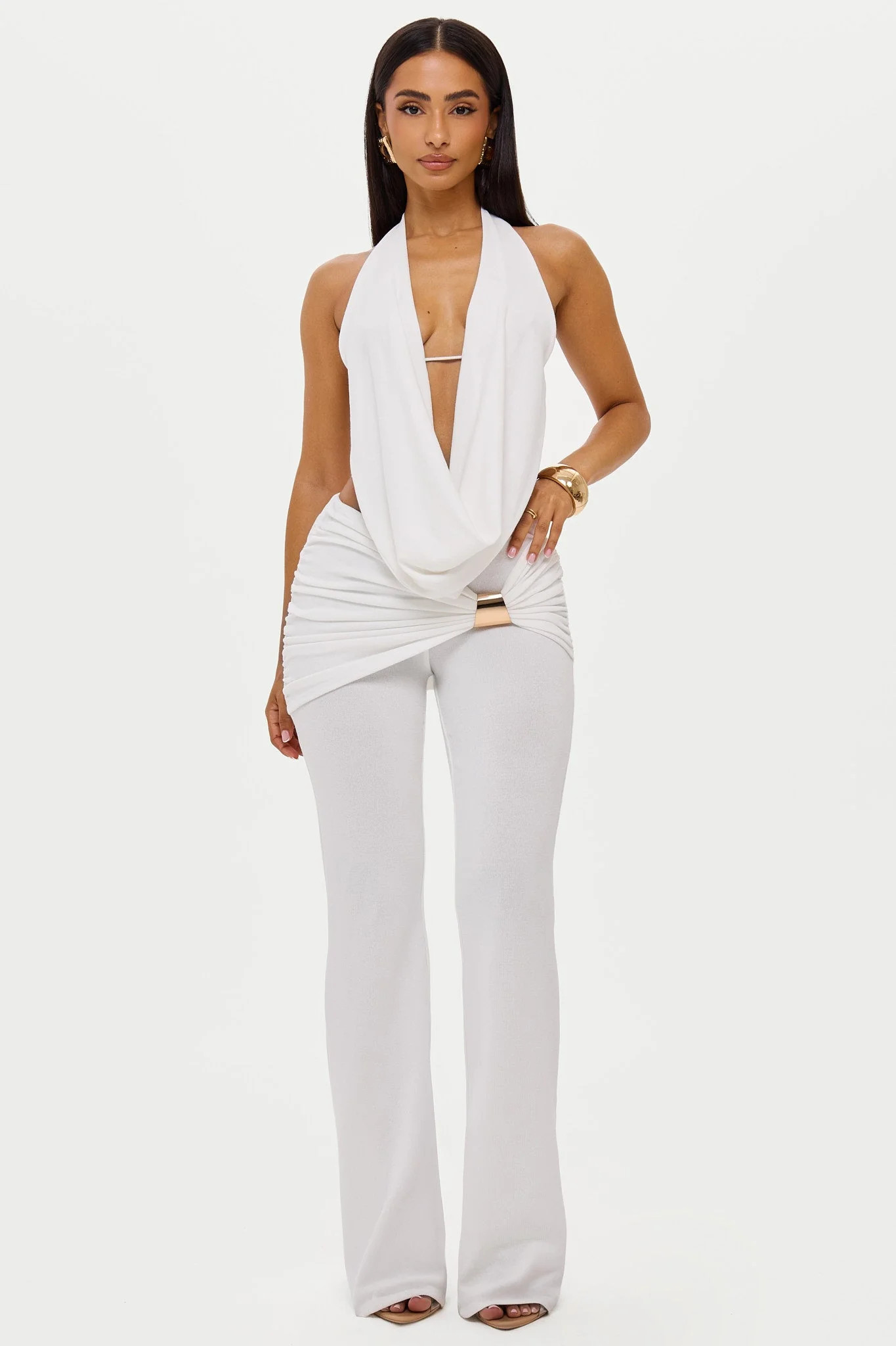 LUMI WHITE HALTERNECK TROUSER CO-ORD | Murci