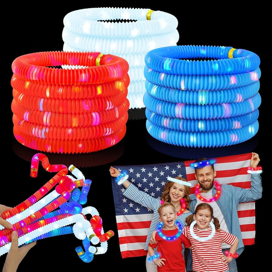 4th Fourth of July Kids Glow Sticks Toys Gifts 6 PCS,Red White Blue Party Favors Supplies,Light U... | Amazon (US)