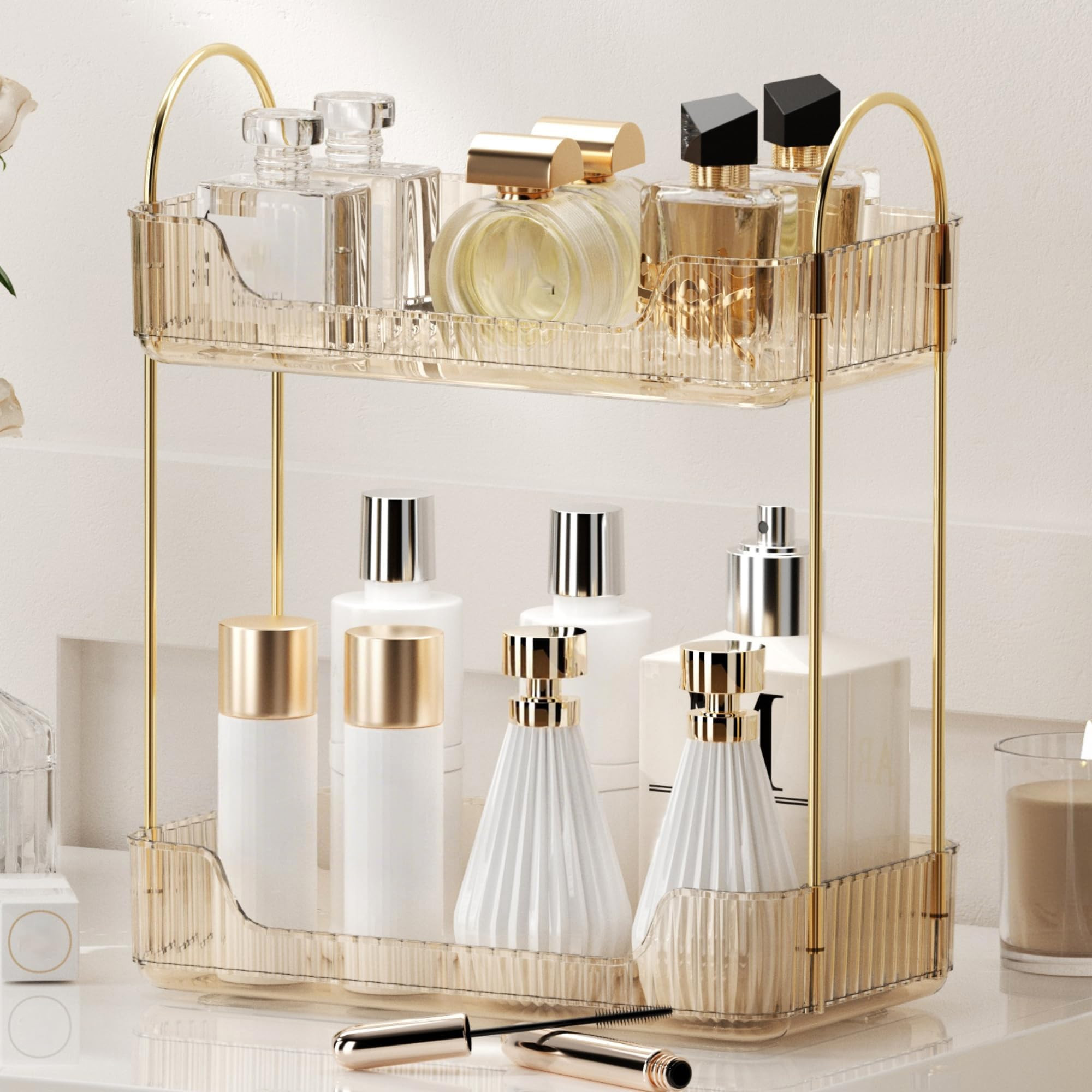 YCIA&DONE Bathroom Organizer Countertop, Makeup Storage, Skincare Cosmetic Tray Shelf, Perfume Ho... | Amazon (US)