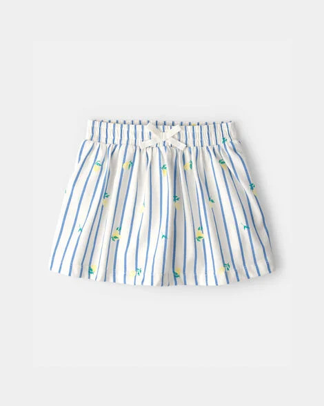 Toddler Girl Lemon Striped Skort - Blue/Ivory | Carter's Inc