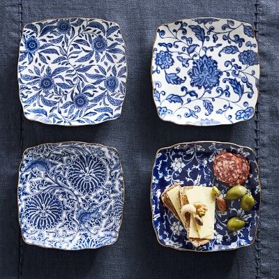 Marlo Thomas Blue Floral Appetizer Plates, Set of 4 | Williams-Sonoma