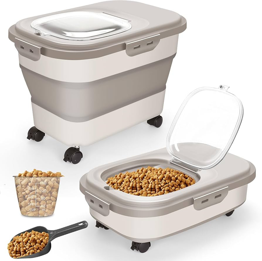 Rice Storage Container, 20Lbs Airtight Flour Container Rice Dispenser, Large Pet Dog Cat Food Sto... | Amazon (US)