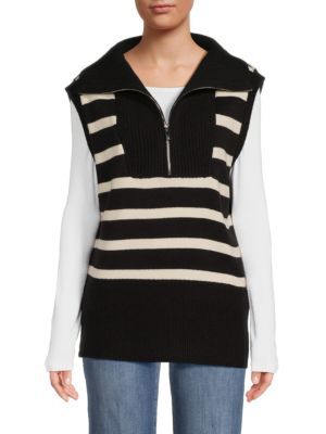Striped Zip Up Sweater Vest | Saks Fifth Avenue OFF 5TH