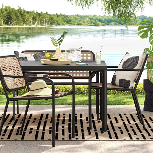 Boda Caning Patio Dining Bench - Brown/Black - Project 62™ | Target