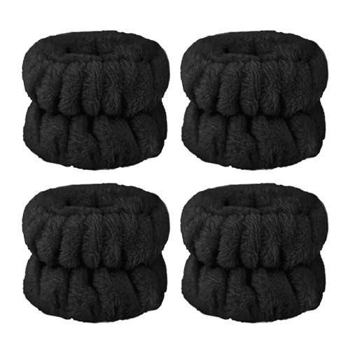 Face Washing Wristbands-Absorbent Wristband for Washing Face Microfiber Wrist Wash Band Towel, Makeup Skincare Prevent Liquids Spilling Down Arm (Black, Black) | Amazon (US)