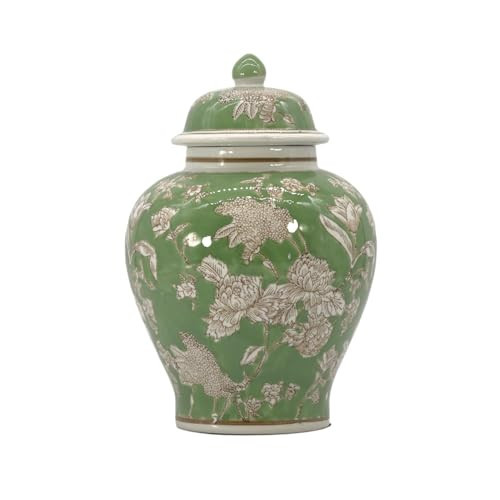 Galt International Classic Green & White Floral Chinoiserie Jar 12" w/Lid - Ginger Jar, Tea Storage, Decorative, Home Decor Vase | Amazon (US)