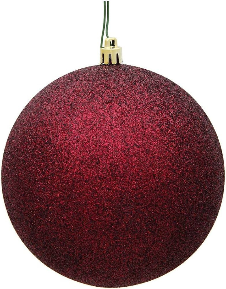 Vickerman 482209 - 3" Burgundy Glitter Ball Christmas Tree Ornament (12 pack) (N590865DG) | Amazon (US)